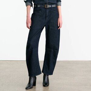 BNWT Nili Lotan SHON JEAN Mid-Rise Stretch Barrel Denim Indigo Rise Size 27